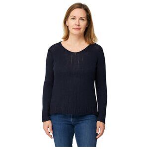 Mark Alan Large Navy Blue Cotton Wool Blend Scoop Neck Sweater